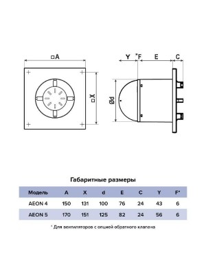 Вентилятор накладной AEON D125 обр.клапан turbo DICITI